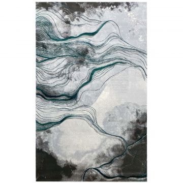 100x200 cm Covor Storm, Design Modern, Gri/Verde, Densitate 2500 gr/m2, EFHE7801008