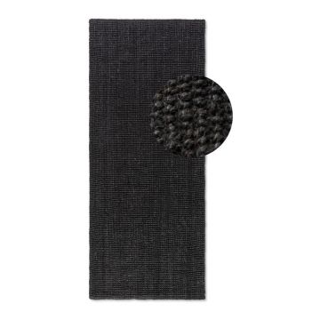 Covor tip traversă negru din iută 80x200 cm Bouclé – Hanse Home