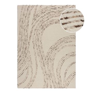 Covor maro/crem din lână 80x150 cm Abstract Swirl – Flair Rugs