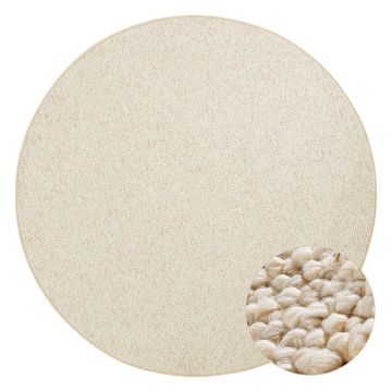 Covor crem rotund ø 200 cm Wolly – BT Carpet