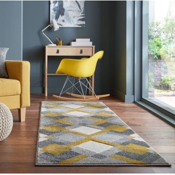 Covor traversă Nimbus Gri/Galben Ochre 80X230 cm, Flair Rugs