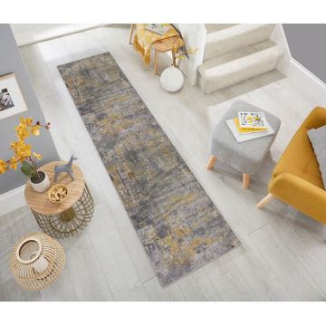 Covor traversă Wonderlust Gri/Galben Ochre 80X300 cm, Flair Rugs