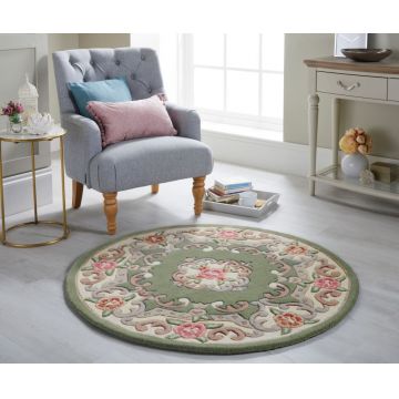 Covor Aubusson Verde 120X120 cm, rotund, Flair Rugs