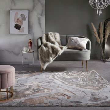 Covor Marbled Blush, Flair Rugs, 160x230 cm, polipropilena/poliester, roz pudra