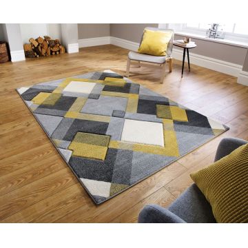 Covor Nimbus Grey/Ochre, Flair Rugs, 160x230 cm, polipropilena, gri/ocru