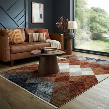 Covor Bradley Geo Red, Flair Rugs, 200x304 cm, polipropilena, rosu