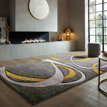 Covor Elude Orb Ochre, Flair Rugs, 120x170 cm, polipropilena, ocru