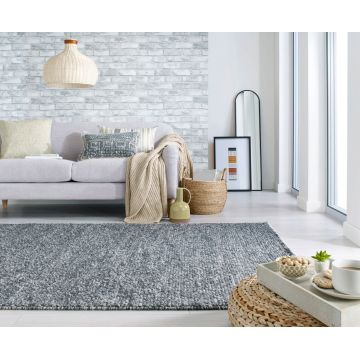 Covor Minerals Dark Grey, Flair Rugs, 120x170 cm, lana/poliester, gri inchis