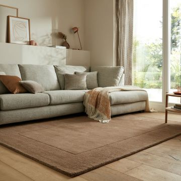 Covor Textured Border Brown, Flair Rugs, 120x170 cm, lana, maro