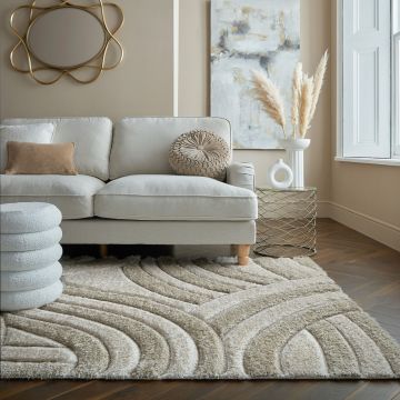 Covor Velvet Carved, Flair Rugs, 120x170 cm, poliester reciclat, natural