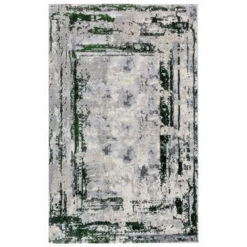 150x230 cm Covor Fusion, Premium, Culoare Verde Smarald/Crem/Gri, Pentru Living/Hol/Dormitor, Modern, 70% Polyester / 30% Polipropilenă