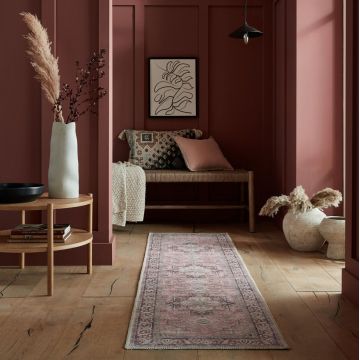 Covor Windsor Traditional Pink, Flair Rugs, 60x230 cm, fibre reciclate/poliester chenille, roz pudra
