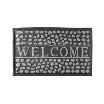 Covoras Intrare Welcome Grey, 45x75 cm, Cauciucat