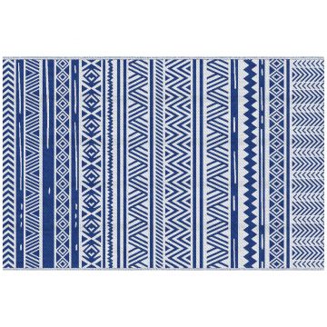 Outsunny Covor pentru Exterior 182x274 cm Reversibil, Covor Pliabil din Polipropilen 310 g/m² Albastru si Alb | Aosom Romania