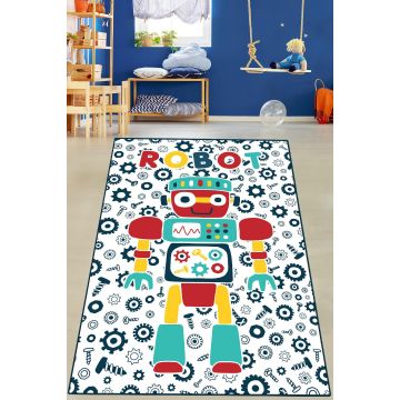 Covor de Copii Robot, Multicolor, 80x150 cm