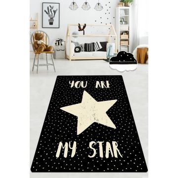 Covor de Copii You Are My Star, Negru, 80x140 cm