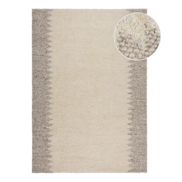 Covor crem țesut manual din amestesc de lână 80x150 cm Minerals Border – Flair Rugs