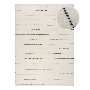 Covor crem țesut manual din lână 120x170 cm Dottie Linear – Flair Rugs