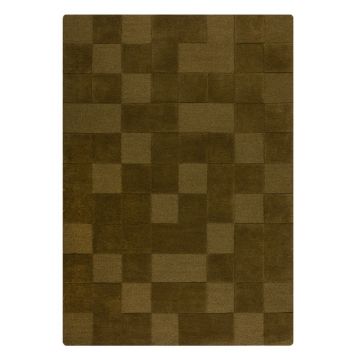 Covor kaki țesut manual din lână 160x230 cm Checkerboard – Flair Rugs