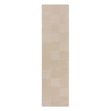 Covor tip traversă bej țesut manual din lână 60x230 cm Checkerboard – Flair Rugs