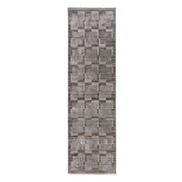 Covor tip traversă gri/bej 66x300 cm Evelyn Blocks – Flair Rugs