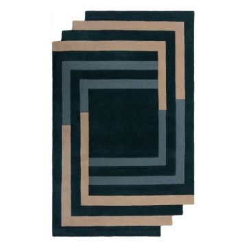 Covor verde închis țesut manual din lână 200x290 cm Labyrinth Shaped – Flair Rugs