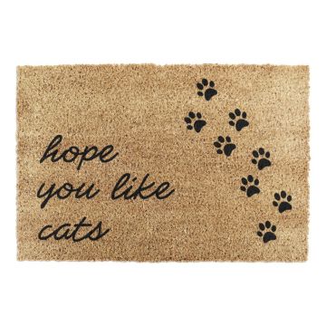 Covoraș de intrare din fibre de nucă de cocos 60x90 cm Hope You Like Cats – Artsy Doormats