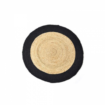 Covor JUTE din iuta naturala, crem + negru, 60 cm