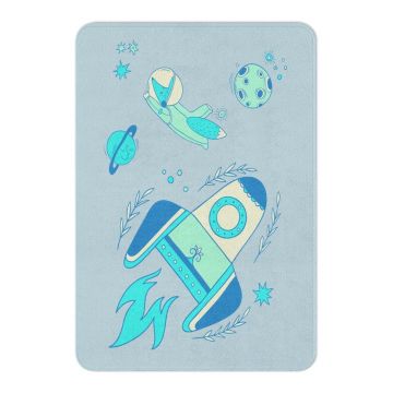 Covor pentru copii albastru 80x140 cm Blue Spaceship – Oyo Concept