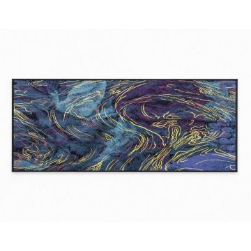 Covor albastru închis lavabil 80x150 cm Swirls – Oyo Concept