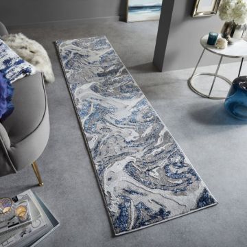 Covor traversă Marbled Bleumarin 80X300 cm, Flair Rugs