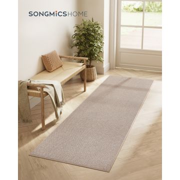 Covor antiderapant Vasagle Faux Jute, 80x200 cm, lavabil la masina, imitatie iuta, maro