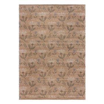 Covor în culoare naturală țesut manual din amestec de iută 200x290 cm Ariana Jute Floral – Flair Rugs