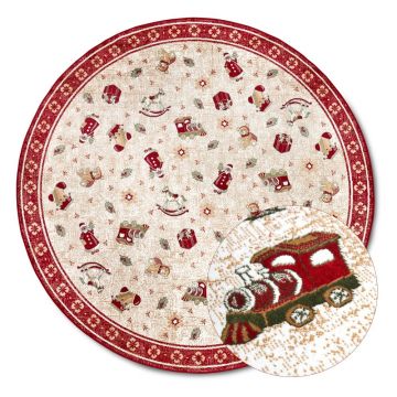 Covor roșu rotund din amestec de bumbac ø 160 cm cu model de Crăciun Toy's Delight Red Christmas – Villeroy&Boch