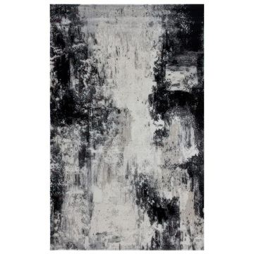 100x200 cm Covor Negru/Crem, Design Modern, Living/Hol/Dormitor, 60% Polipropilenă și 40% Polyester, Model ColorRiver