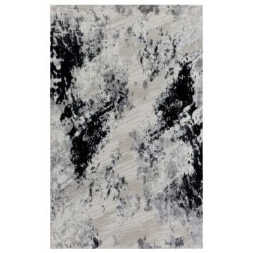 150x230 cm Covor Negru/Bej/Gri, Modern, 60% Polipropilenă și 40% Polyester, Lungime Fir 11mm, Living/Hol/Dormitor, Model Rize