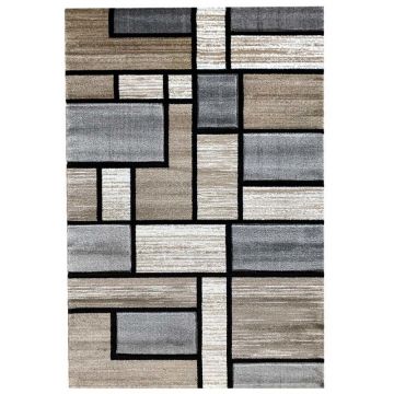 150x230 cm Covor Premium Sultan, 60% Polipropilena și 40% Polyester, Design Modern, Gri/Bej, Densitate 2650 gr/m2, SU37003A1046