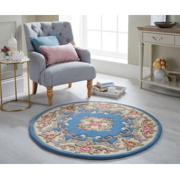 Covor Aubusson Albastru 120X120 cm, rotund, Flair Rugs