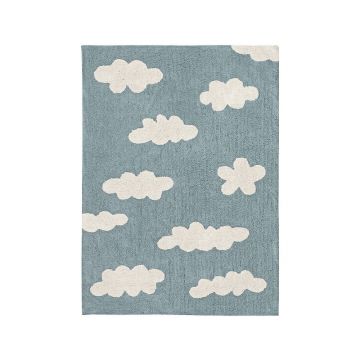 Covor pentru copii albastru lavabil/țesut manual din bumbac 120x160 cm Clouds Vintage Blue – Lorena Canals