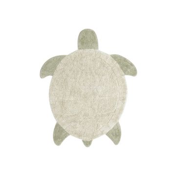 Covor pentru copii bej lavabil/țesut manual din bumbac 110x130 cm Sea Turtle – Lorena Canals