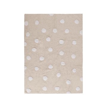 Covor pentru copii bej lavabil/țesut manual din bumbac 120x160 cm Polka Dots Beige – Lorena Canals