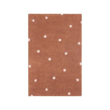 Covor pentru copii cărămiziu lavabil/țesut manual din bumbac 100x150 cm Mini Dot Chestnut – Lorena Canals