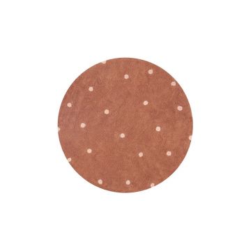 Covor pentru copii cărămiziu lavabil/țesut manual din bumbac ø140 cm Round Dot Chestnut – Lorena Canals