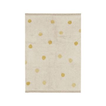 Covor pentru copii galben ocru/crem lavabil/țesut manual din bumbac 120x160 cm Hippy Dots Honey – Lorena Canals