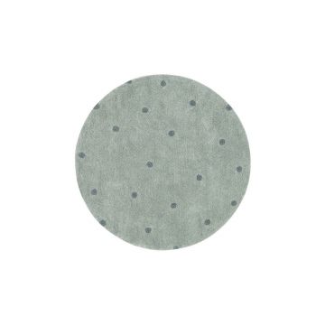 Covor pentru copii verde deschis lavabil/țesut manual din bumbac ø140 cm Round Dot Blue Sage – Lorena Canals