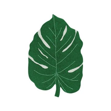 Covor pentru copii verde închis lavabil/țesut manual din bumbac 120x180 cm Monstera Leaf – Lorena Canals