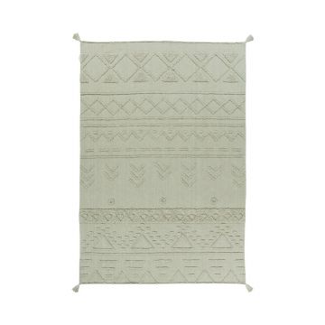 Covor verde deschis lavabil/țesut manual din bumbac 120x160 cm Tribu Olive – Lorena Canals