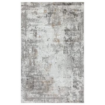 125x200 cm Covor Gri/Crem, Modern, 60% Polipropilenă și 40% Polyester, Lungime Fir 10mm, Living/Hol/Dormitor, Model Deniz