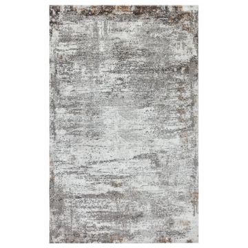 125x200 cm Covor Gri/Crem, Modern, 60% Polipropilenă și 40% Polyester, Lungime Fir 10mm, Living/Hol/Dormitor, Model Kumsal