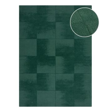 Covor albastru petrol țesut manual din lână 200x290 cm Demi Check Ombre – Flair Rugs